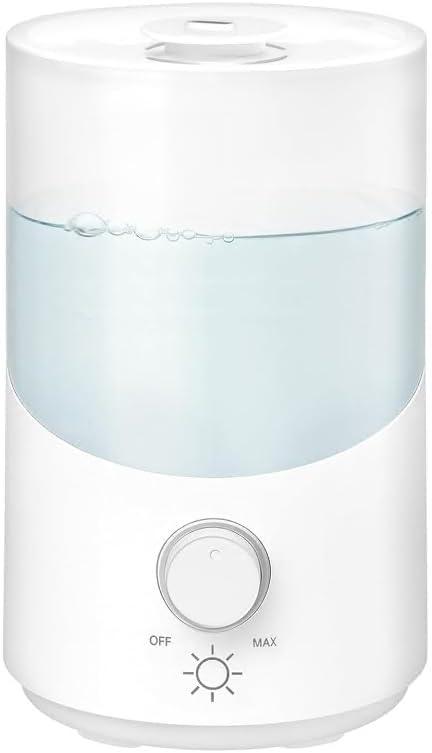 Cool Mist Humidifier for Bedroom, 3L Top Fill Ultrasonic Air Humidifier with Adjustable Knob Control, Quiet Operation, Auto Shut-Off, BPA-Free for Home, Baby, Office, Plants M4 (White)