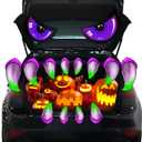 Halloween Trunk or Treat Car Decorations Kit, Scary Trunk or Treat Decorations for SUV, Halloween Truck Decor with Monster Large Eyes, Fangs, Halloween Decor for Car SUV Garage Door (Purple)