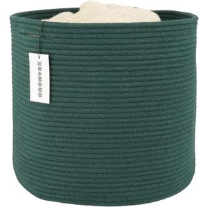 XUANGUO Cotton Rope Basket For Girls Boys Kids 16"X14" Baby Laundry Basket Nursery Bin Round Woven Baskets Organizer For Storage Toys Blankets Shoes Clothes dark green
