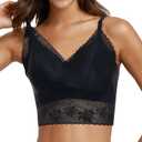 Lace Bralettes for Women Comfortable Slik Padded Seamless Wireless Bras (Black, XL)