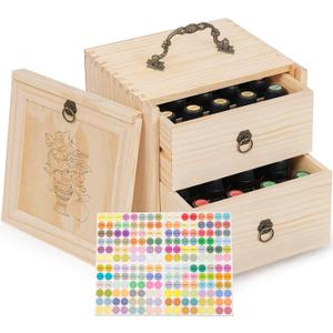 TORIBIO Essential Oil Storage Box for 40 Bottles, Wooden Essential Oils Holder Organizer Holds 5-30ml for Young Living & Doterra Bottles