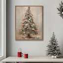 KISSFOX Vintage Christmas Tree Framed Wall Art Snowy Canvas Art Rustic Winter Christmas Tree Paintings Art Prints Modern Farmhouse Pictures Wall Decor For Kitchen Bedroom Living Room, 12x16