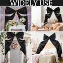 Wavwavw Big Wall Bow Decorations 39 x 72 Inch Giant Birthday Party Decor Ribbon Hanging Tie Bow Decor for Coquette Party Baby Shower Wedding Bridal Bachelorette Supplies(Black,Polyester,Weeding)