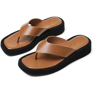 CYNLLIO Slides for Women Slip on Flip Flops Sandals Casual Thongs Platform Wedges Sandals Summer Beach Shoes Comfy Walking Flats Shoes Outdoor Slippers 9.5