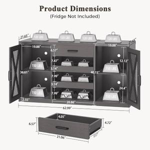 Jocoevol Large Coffee Bar Cabinet, Mini Fridge Cabinet with Power Outlets and Fridge Space, Farmhouse Design Liquor Cabinet for Kitchen and Dining Room, Black