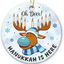 Funny Hanukkah Ornaments 2025 - Spiritual Gifts for Women, Jewish Reindeer Christmas Ornament for Kids, Hanging Decor for Hanukkah Decorations Tree, Gifts for Jewish Men Friends Neighbors Mom Coworker