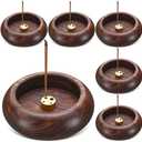 Honeydak 6 Pcs Incense Holder for Stick Wooden Round Incense Burner Stick Holder Bowl Ash Catcher Aromatherapy Ornament for Home Decor, Meditation, Yoga