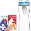 Cirkul 22oz. BPA-Free Plastic Water Bottle Starter Kit with Blue Lid, 2 Flavor Cartridges (1 LifeSip Fruit Punch, 1 FitSip Mixed Berry) Zero Calories and No Sugar