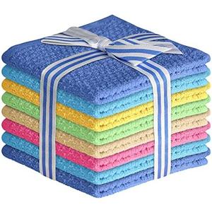 Multicolored Body Wash Cloths Washcloths Set of 8 Multipurpose Cotton Kitchen Washcloths, Bathroom Wash Cloths for Face and Body, Utility Rags - Soft and Absorbent, Washable Rags - 12 x 12 Inches