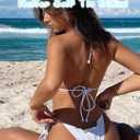 OZICERD String Bikini Tops for Women Bathing Suit Swim Tops Sexy Triangle Bikini Top Black (White, XL)