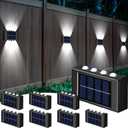 8 Pack Solar Wall Lights for Outside 6000K Cold Solar Fence Lights Up and Down LED Autumn Outdoor Decorative Waterproof Lamps Dusk to Dawn LED Lighting Wall Sconces for Outside Deck Garage