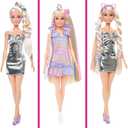 Barbie Fun & Fancy Doll & Accessories, Blonde Fashion Doll with Extra-Long Hair & 2 Looks, Including Silver Metallic Dress & Hair Extension