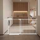 Extra Wide Baby Gate with Door Pressure Mounted 62.20-66.92 Inch,Child Baby Gates for Doorways No Drilling,Walk Through Dog Gate Indoor for The House Kitchen Stairs,White