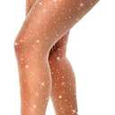 VEBZIN Sexy Sparkly Fishnets Stockings Jeweled High Waist Fishnet Tights for Women Rhinestone Party Pantyhose