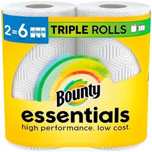 Bounty Essentials Select-A-Size Paper Towels, White, 2 Triple Rolls = 6 Regular Rolls