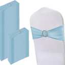 150 Pack Spandex Stretch Chair Sashes Bows, Elastic Stretch Chair Cover Bands Ties with Buckle Slider for Wedding Party Ceremony Reception Event Banquet Decoration (Sky Blue)