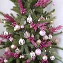Winlyn 12 Pcs Christmas Artificial Pine Branches Pink Glittered Pine Needles with Pinecone and Berries Christmas Floral Picks 14.2" for Pink Christmas Tree Seasonal Wreath Swag Garland Wedding Bouquet