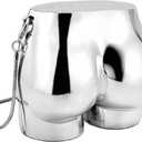 Design Evening Clutch Handbags Mini Silver Acrylic Purse for Women Novelty Funny Silver Crossbody Unique Shoulder Bag