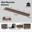 Walnut Floating Shelves for Wall Decor, 52 in Shelf with Lip, 2 Set, 51.2in