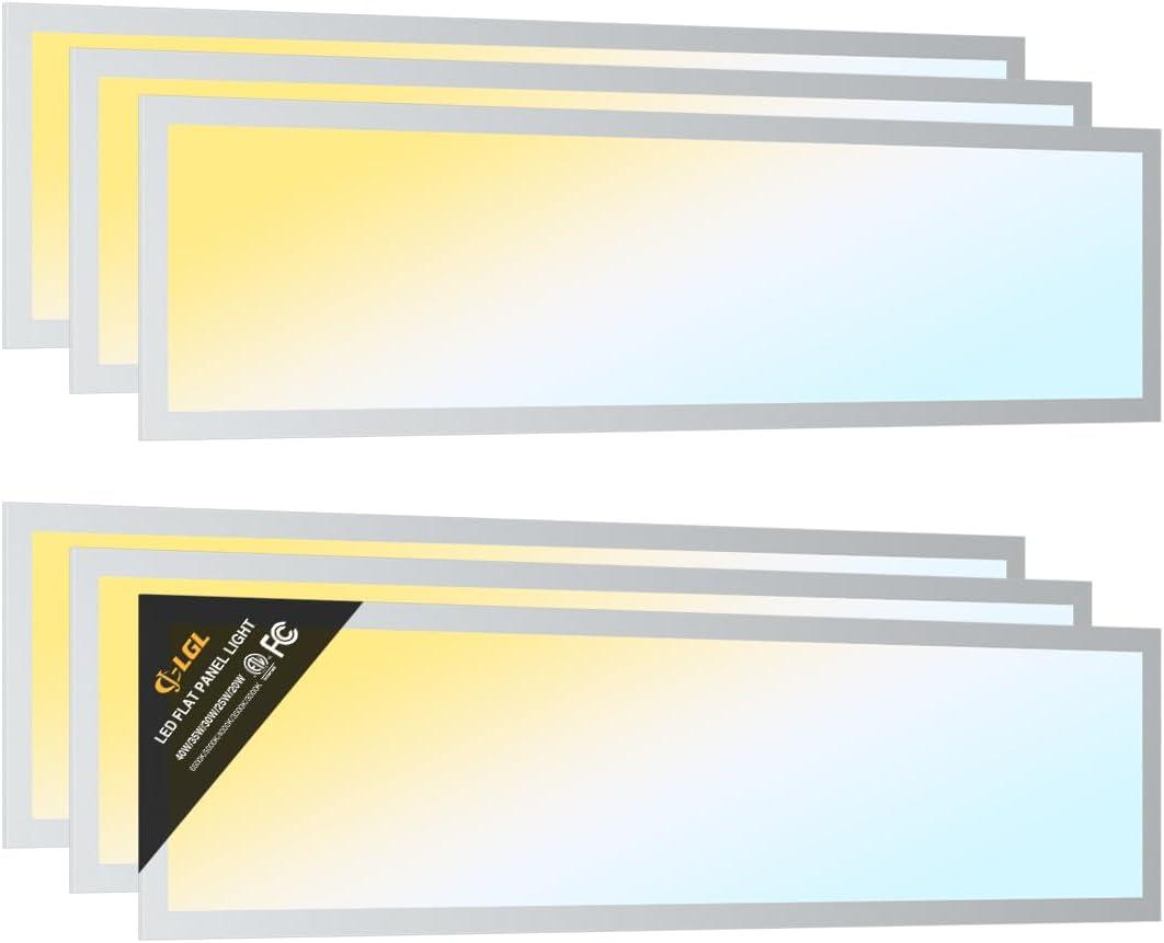 1x4 LED Flat Panel Light, Drop Ceiling Lights Fixture, Selectable Features, 20W/25W/30W/35W/40W, 3000K/3500K/4000K/5000K/6500K, Dimmable (0-10V), for Office Kitchen, ETL Listed (1x4FT-6Pack)