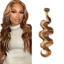 Honey Blonde Body Wave Bundles P427 Highlight Bundles Human Hair 20 Inch Brazilian Virgin Honey Brown Body Wave Bundle Hair Extensions 50 Gram Per Bundle