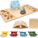 Tri-fold Building Tray for Lego with 4 Bricks Sorting Trays, Large Wooden Building Baseplate Table for Adults & Teens, Portable Folding Activity Station for Construction & Storage, 21 x 41 x 1 inches