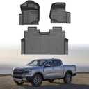 Mixsuper Floor Mats for Ford F150 SuperCrew 2021-2024 (Fit Rear Seat Without Under-Seat Fold Flat Storage), All Weather Floor Liners for F150 Accessories,Durable 1st and 2nd Row Set Black