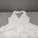 Parthea Women Sexy Backless Short Dress Halter Deep V Neck Ruffle Layer A Line Party Club Mini Dress White, Size XL