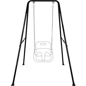 Baby Swing Stand, Heavy Duty Foldable Swing Stand A-Frame Metal Swing Stand Frame for Backyard Indoor & Outdoor, Hammock Chair not Included (Black)