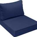 AAAAAcessories Outdoor Seat Cushions for Chairs, Fade-Resistant, Waterproof Patio Furniture Replacement Cushions, 24" x 24" x 5" + 24" x 13.5", Navy Blue