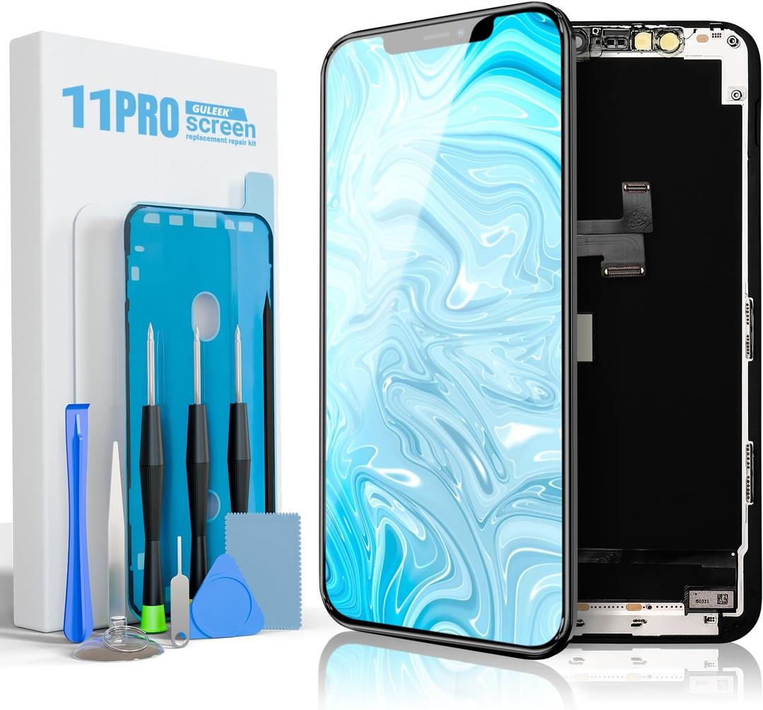 Premium Screen Replacement for iPhone 11 Pro (5.8 inch) LCD Front Panel 3D Touch Digitizer Full Assembly Includes Repair Tools and Screen Protector, Compatitable Model A2160, A2217, A2215