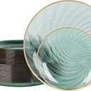 80pcs Clear Green Disposable Shell Plastic Plates With Gold Rim, 10 inch 40 Dinner Plates and 7 inch 40 Dessert Plates for Party, Wedding, Birthday