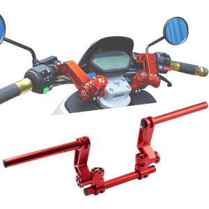 Universal Motorcycle CNC Aluminum Alloy Steering Handlebar System Adjustable Magic Handle Bar for 7/8" 22mm125cc Pit Bike Dirt Bike E-bike Scooter, Punch-free installation, Multiple Colors(red)