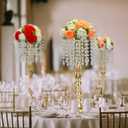 Didaey 16 Pcs Wedding Centerpieces for Tables, Gold Silver Vase Centerpiece with Chandelier Crystal Metal Flower Stand, Tall Flower Vases for Wedding Party Home Decoration(Gold,21.3)