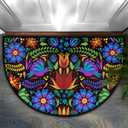 Mexican Flowers Birds Half Round Door Mat,Indoor Entrance Rug, Semi Circular Area Rug, Kitchen Floor Mats Non Slip Absorbent Doormats,Laundry Room Rug 24"x 36"