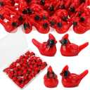 5 x 40 Pcs Mini Resin Cardinal Birds, Tiny Red Bird Animals Figurines Christmas Ornaments for Crafts Miniature Fairy Garden Micro Landscape Xmas Gifts Parties Christmas Decorations Home Decor