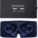 DROWSY Eyelash Protecting Silk Sleep Mask for Natural Lashes & Extensions. Deep Eye Cups, Zero Pressure, Total Blackout, Full Wraparound (Midnight Blue)