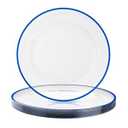 BESTSTAR 12 Inch Disposable Charger Plates, 15 Pack Plastic Clear Plates with Blue Rim, Perfect Table Decor for Party, Wedding, Dinner
