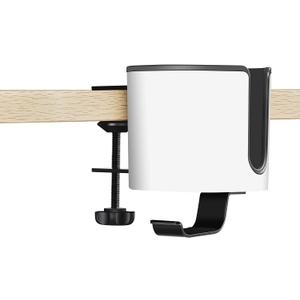 Luxury 2-in-1 Anti-Spill Cup Holder with Under Desk Headphone Hanger (White)