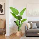 Bird of Paradise Plant Artificial 5.3Ft Tall Fake Tropical Palm Tree with Plastic Pot Silk Floor Plant for Indoor Outdoor Home Office Living Room Decor