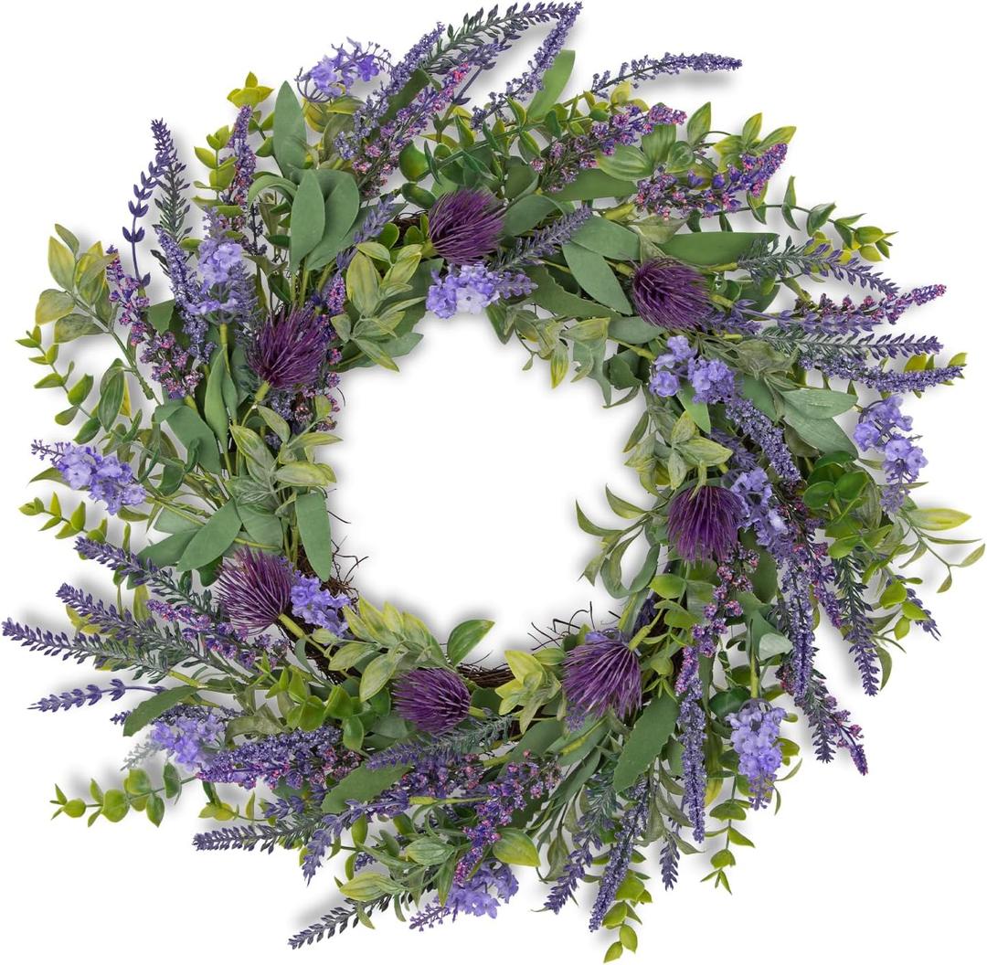 Lavender Wreath for Front Door Spring Summer Wreaths for Front Door, 22 Inch Doors Wreaths for Front Doors Outside All Season, Summer Wreath for Home Wall Window Party Wedding Decor Indoor Outdoor