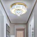 AFQEJG 19.6" Gold Modern Crystal Chandeliers for Dining Room LED Dimmable Light Fixtures Flush Mount Light Living Room Bedrooms