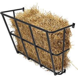 Hay Feeder Goat, 18 Gallon Multiple Sided Goat Hay Rack, Heavy Duty Iron Wall Hay Rack for Sheep with Detachable Grain Tray, Effortless Installation in Farm, Yield