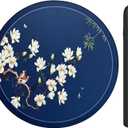 Round Mahjong Mat 47 Inch, Non-Slip Table Topper with Rubber Backing, Large Playmat for Poker, Cards, and Board Games (Blue,120cm)