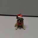 Yuletide Designs Dog Figurine Christmas Ornaments with Santa Hats (Pug - Fawn)