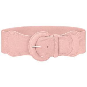 JASGOOD Women Wide Stretchy Waist Belt for Dress Vintage Suede Elastic Belt with Chunky Buckle,Pink
