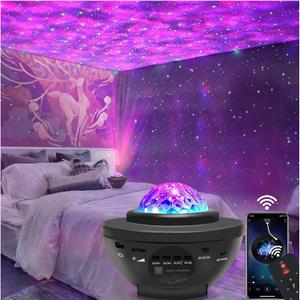 Easeking Star Projector Galaxy Light Projector with Bluetooth Speaker, Multiple Colors Dynamic Projections Star Night Light Projector for Kids Adults Bedroom, Space Lights for Bedroom Decor Aesthetic (Black)