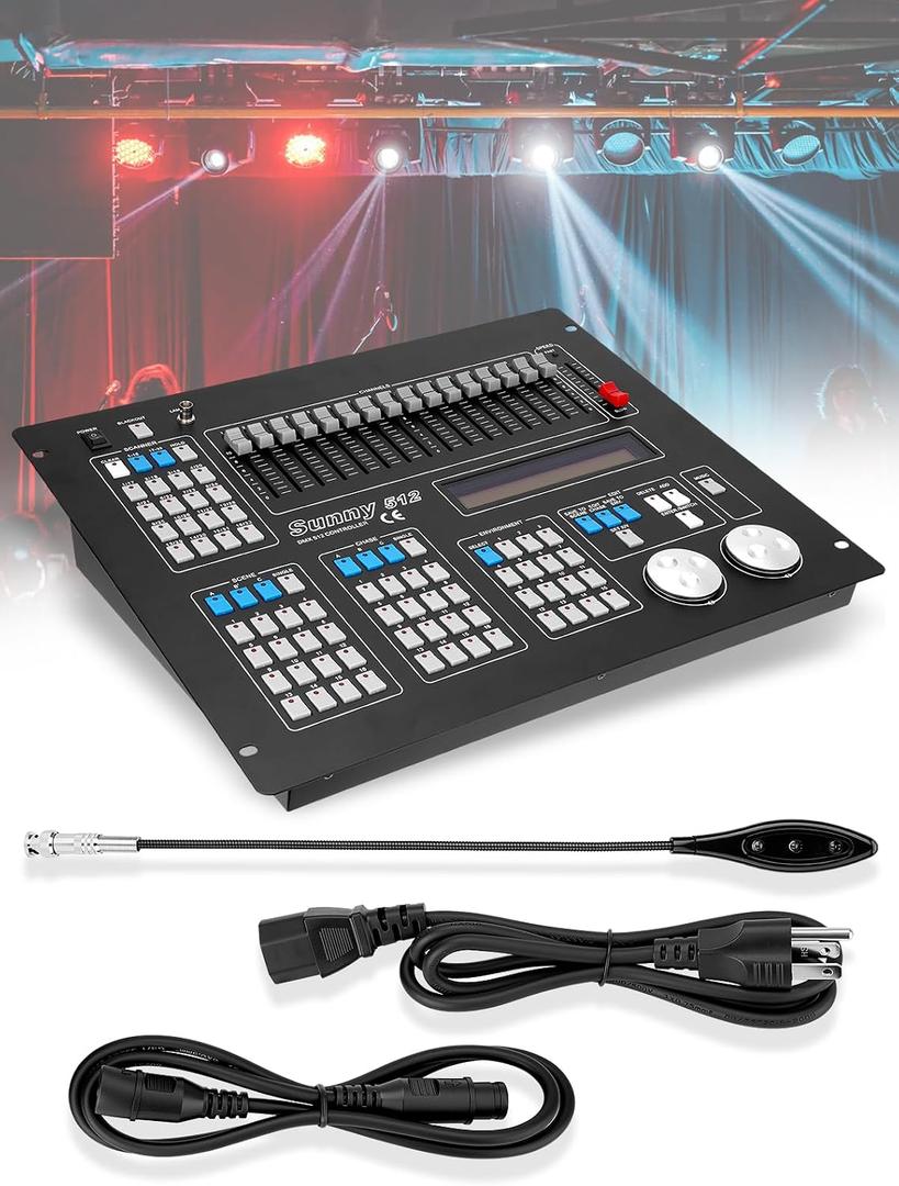 DMX512 Controller, 512 Channel DMX DJ Light Controller with LCD Display