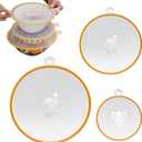 Silicone Lids - 3-Pack Heat-Resistant Splash-Proof Clear Lids, Reusable Silicone Suction Cups for Bowls, Cups, Skillets, Plates, and Pots; Suitable for Stovetops, Ovens, and Refrigerators