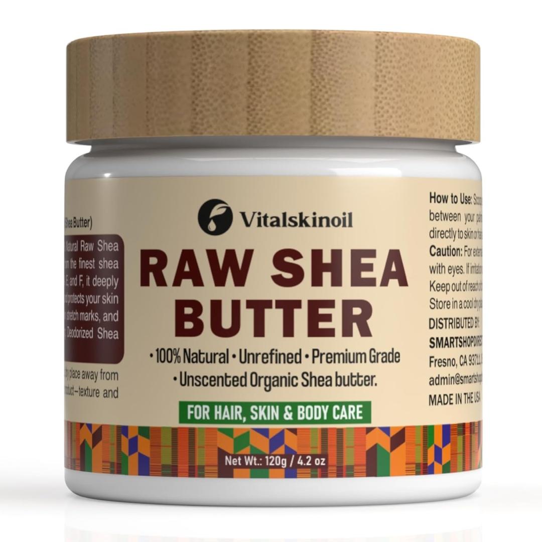 Shea Butter - African Raw 100% Natural Unrefined, Unscented Moisturizer, for Hair Skin and Body Care, 5.29 oz